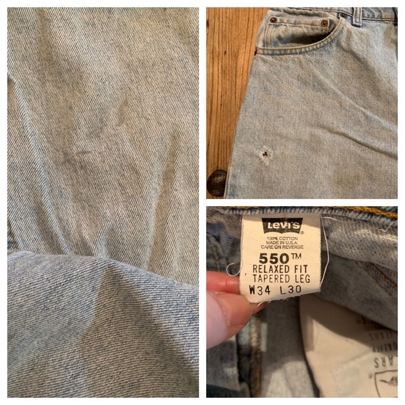 VINTAGE LEVIS Jeans 550 Relaxed Fit Light Stone Wash Red Tab - Picture 8 of 8